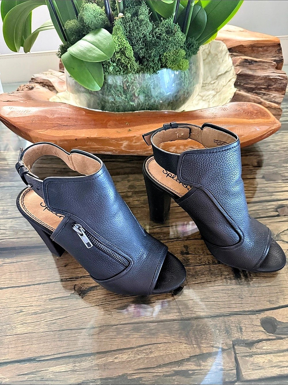 Splendid Peep-Toe Ankle Heels in Black